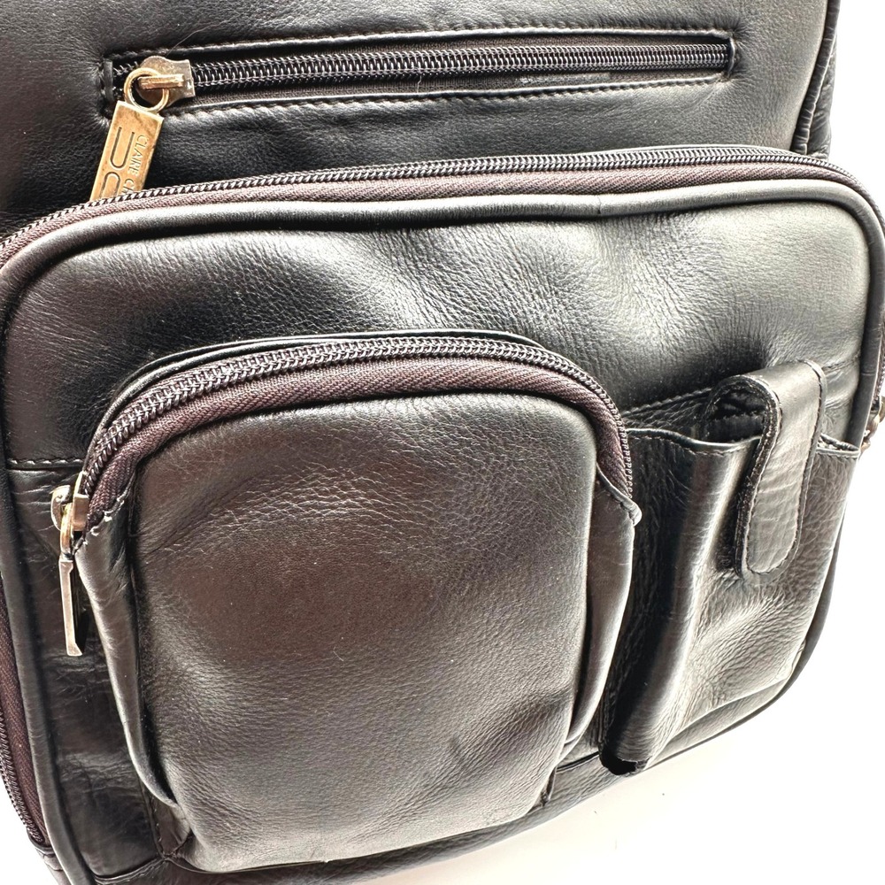 Vintage Claire Chase Black Leather Messenger Bag Crossbody Organizer Briefcase - Picture 2 of 14